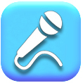 Stand up icon button with microphone on it